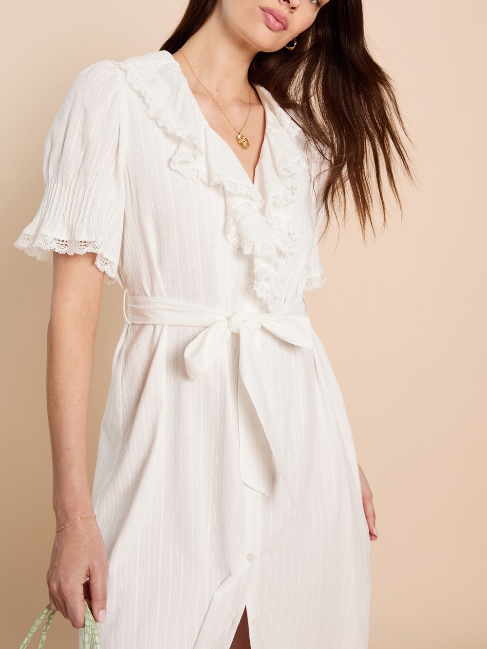Vida Cotton Midi Dress by O.P.T (OPT) White NWT - Picture 3 of 7